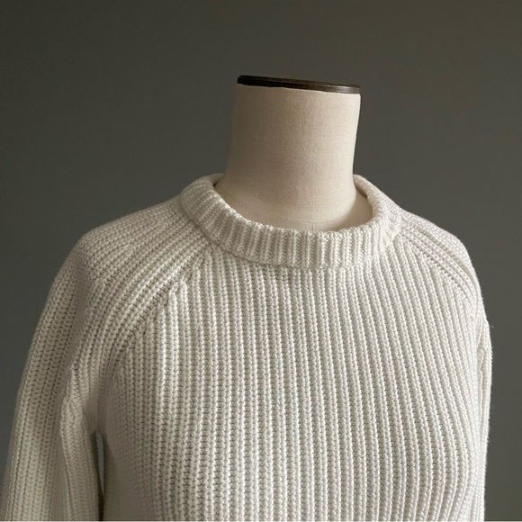 Quince Ivory Chunky Ribbed Cotton Crewneck Sweater XS Quiet Luxury Minimalist - Picture 2 of 4